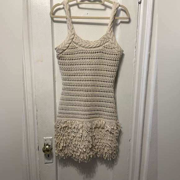 Cream Crochet Mini Dress - Picture 1 of 9